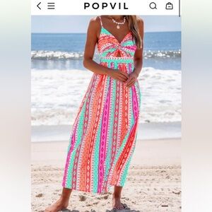 NWT Popvil geometric large maxi dress
